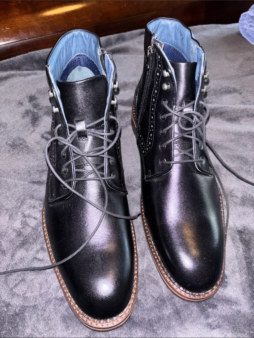 Johnston & Murphy Black Leather Chukka Lace-Up Boots